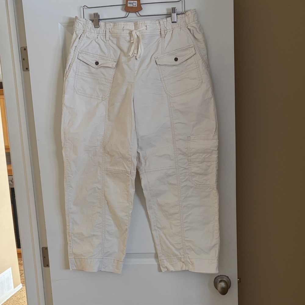 Anthropologie cream cargo pants